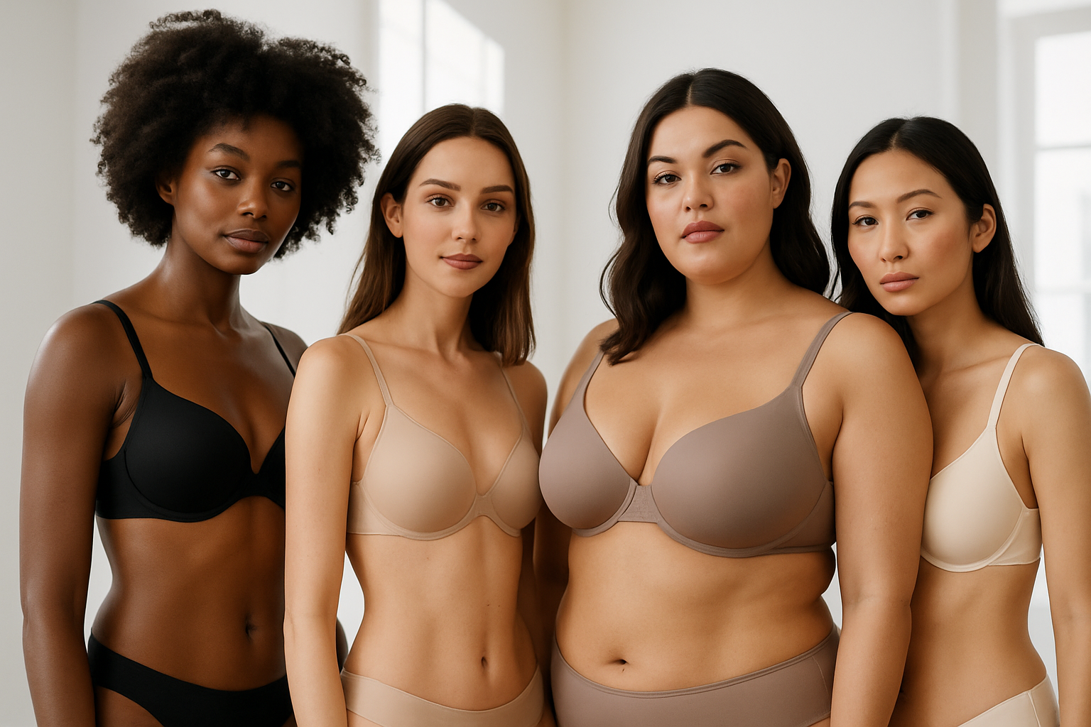 group of female model wearing bra 
